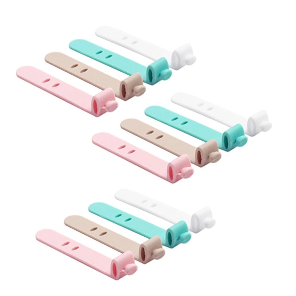 Hoement 12pcs Silicone Cord Keeper Wire Management Earphone Cable Winder Organizer for Desk and Bag