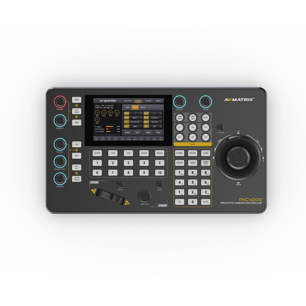 AVMATRIX PKC4000 IP & Serial Touchscreen PTZ Camera Controller Supports Visca, Visca Over IP, Pelco P&D & Onvif protocols NDI for Option (Model PKC4000-N) (PKC4000-N with NDI)