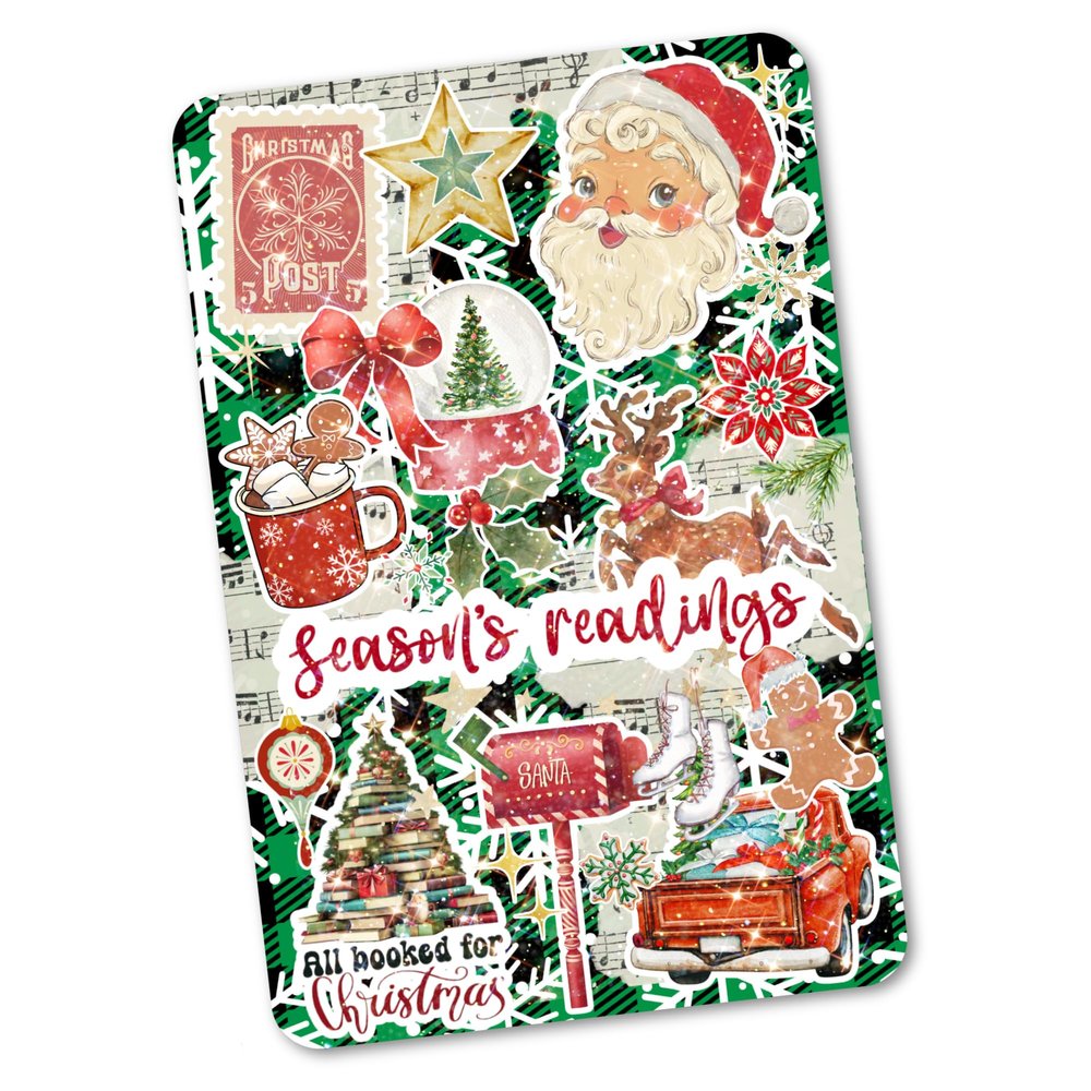 Clear Back Cover Insert for Kindle | Bookish Kindle Decor | Christmas Kindle Insert for Clear Case | Booktok Holiday Stickers Case Insert | Book Gifts for Women (Kindle Basic 6")
