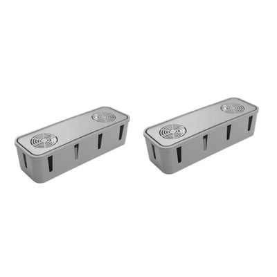 FELTECHELECTR 2pcs Indoor Cable Organizer Box Plastic Data Cable Storage Case for Tidy Spaces Grey for Desk and Wall Use Efficient Cord Management