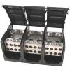 Power Distribution Block - 3 Pole - 950A 600V - (2) 750kcmil to 1/0 AWG / (8) 3/0 to 6 AWG - Thermoplastic - with Cover - UL Listed. view 1