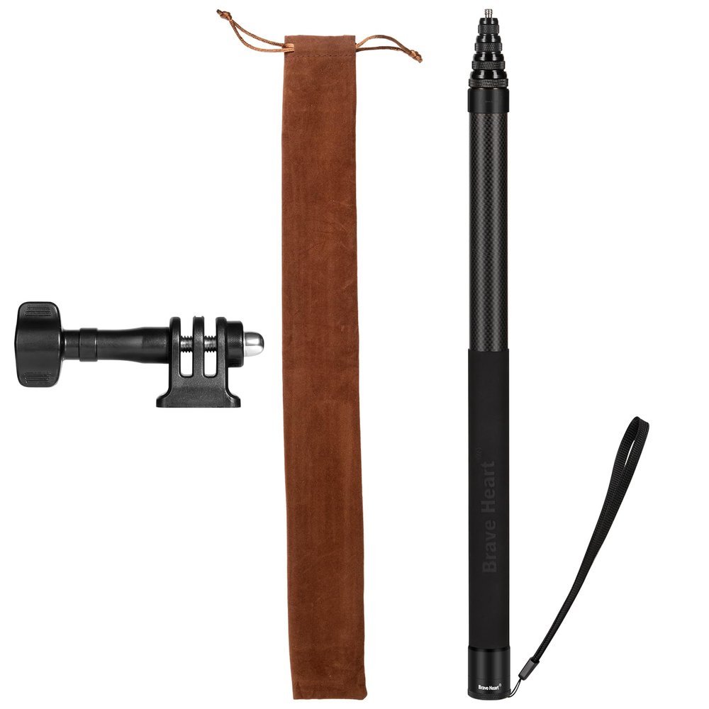 3m Selfie Stick 118 Inch Carbon Fiber Invisible Ultra Long Extension Pole for Insta360 ONE X5 X4 X 3 ONE X2 ONE R ONE RS X3 R X Action Camera (Black)