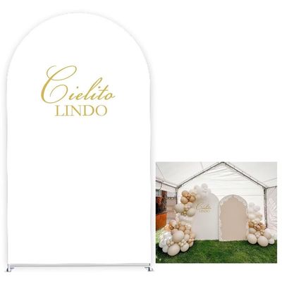 Aerdce Mexican Fiesta Talavera Wedding Party Decoration Arch Backdrop Cover White Stretchy Arched Stands Covers for Baptismx Birthday Baby Shower Parties Decoration(Only Cover)