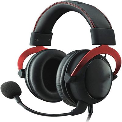 PUSAPA Head-Mounted Gaming Headset Wired,Noise Reduction with Microphone Notebook Desktop Computer Headset(Red)