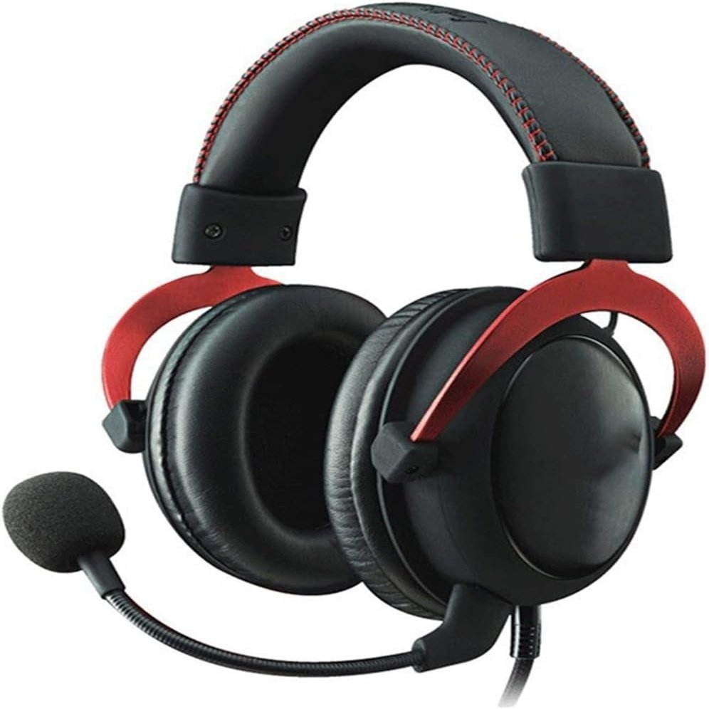 PUSAPA Head-Mounted Gaming Headset Wired,Noise Reduction with Microphone Notebook Desktop Computer Headset(Red)