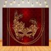 BELECO 8x6ft Fabric Mardi Gras Theme Photography Backdrop Luxury Gold Venetian Carnival Mask with Golden Chains on a Red Velvet Background Masquerade Birthday Party Decorations Photo Studio Props view 2