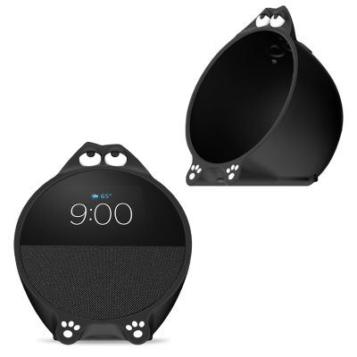 for All-New Ech-o Spot(2024 Release) Case Cover,NOUKAJU Silicone Protective Case, Smart Speaker Case, Drop-Proof, Scratch-Proof,Reserved Charging Port, Dust-Proof (Black)