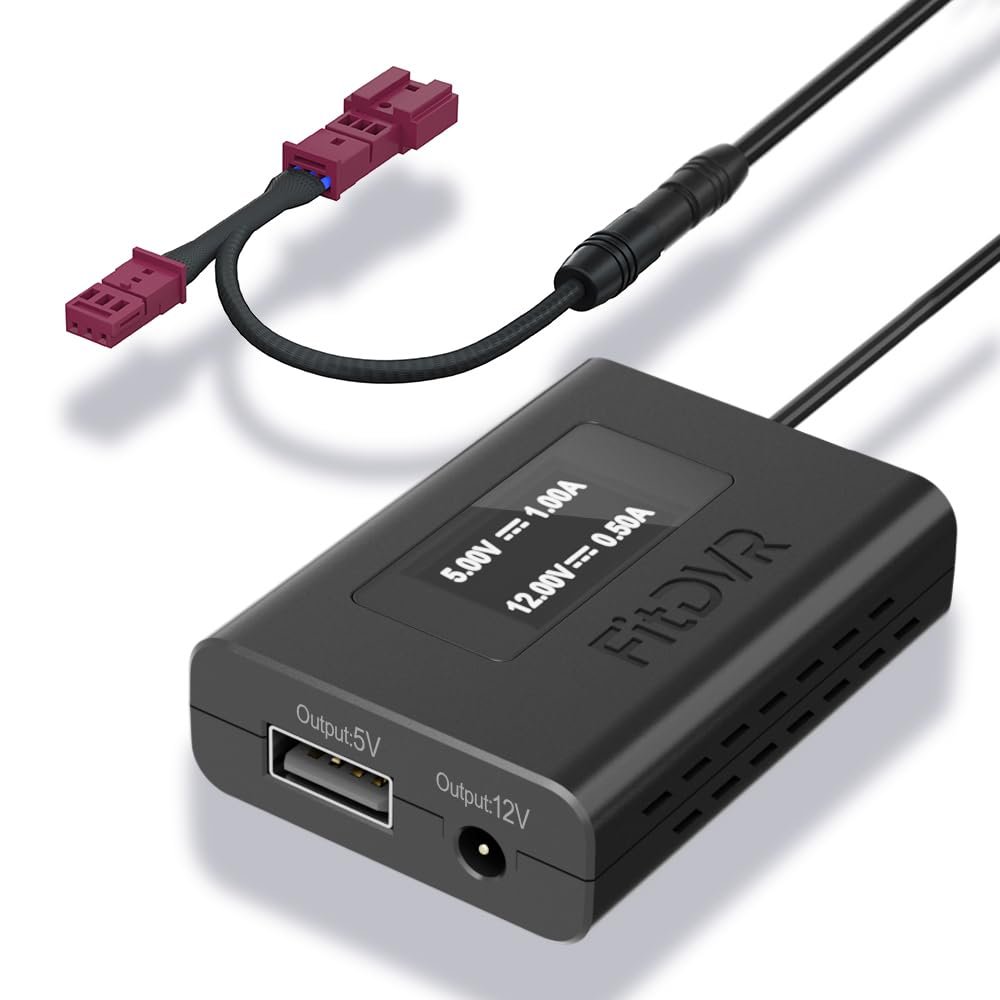 FitDVR Power Adapter (3-Pin) for Ford and Lincoln, Connects to Rain Sensor, LED Display USB Power Source, Easy to Install, 5V 12V Output, for Dash Cam, Radar,D3-042