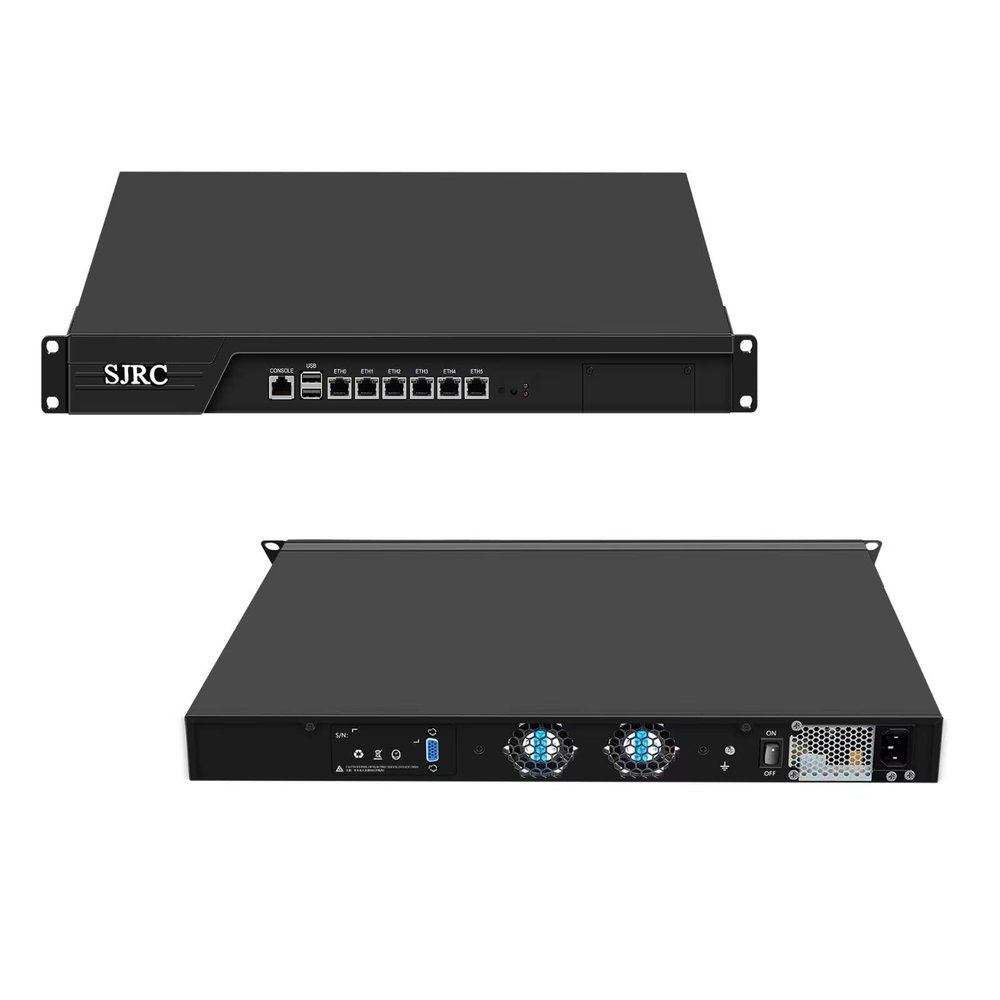 SJRC 19 B250 Core i7 8700 Firewall Hardware LGA 1151, Rackmount 1U Router PC for VPN Server, 19 Inch Rack OPNsense Appliance with 6 x i225V 2.5GbE, VGA, Barebone No RAM/SSD/OS