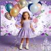 10 x 10 ft Purple Butterfly Birthday Backdrop for Girl's Flower Leaves Floral Pastel Butterflies Birthday Background Pink Princess Gold Rose Butterfly Cake Table Party Banner Photo Booth Studio view 3