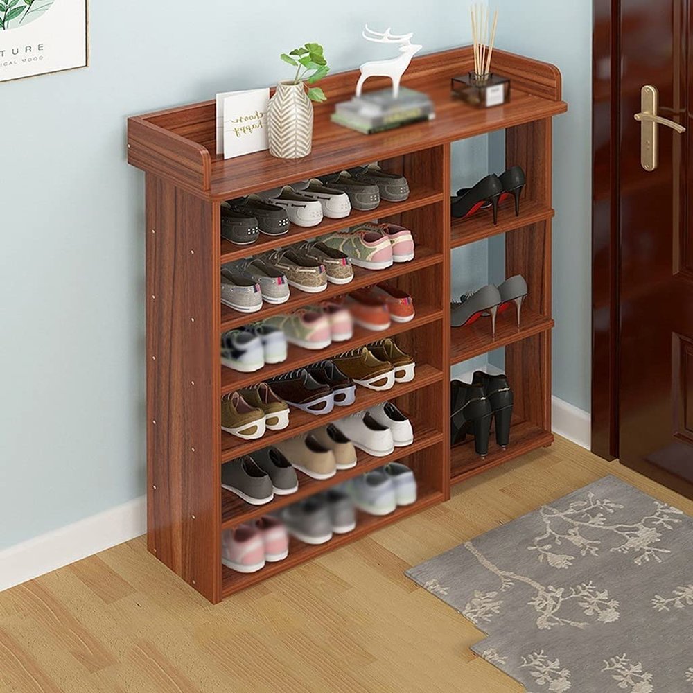 eexbz Shoe Rack Shoe Cabinet 7-Layer Organization Rack Household Kitchen Tableware Storage Rack Living Room Bedroom Corridor Shoe Organizer Rack(Brown)