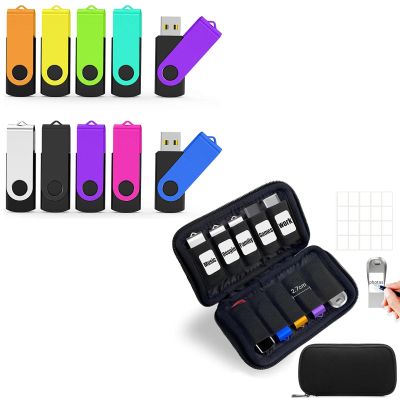 2GB USB Flash Drives 10 Pack and USB Case of 10 Slots Bundle USB Bag to Organize Thumb Drives 2 GB 10 Pack