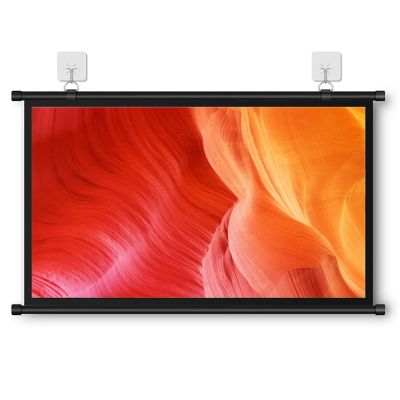 30-72 Inch Portable Foldable White Projector Curtain Projection Screen, Pull Down OutdoorPortable Curtain with Hanging, 16:9/4:3 Portable Movies Screen for Projector Home Theater Outdoor(16:9,30")