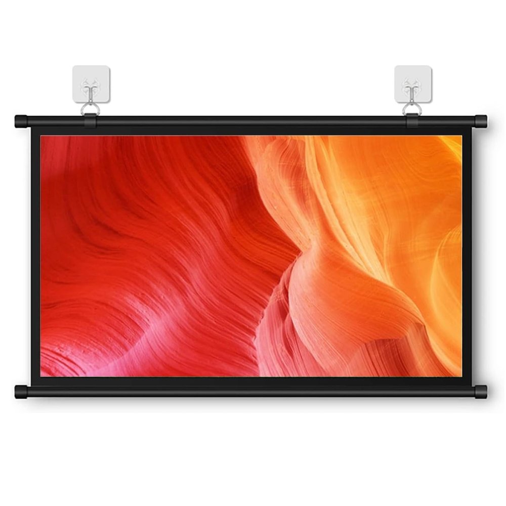 30-72 Inch Portable Foldable White Projector Curtain Projection Screen, Pull Down OutdoorPortable Curtain with Hanging, 16:9/4:3 Portable Movies Screen for Projector Home Theater Outdoor(16:9,30")