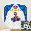 TTQYFNM 6x6ft Royal Prince Baby Shower Round Backdrop Cover Blue and Gold Curtain Crown Our Little Prince Baby Photography Background for Boys 1st Birthday Party Decor Banner Photo Studio Props view 1