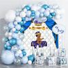 TTQYFNM 6x6ft Royal Prince Baby Shower Round Backdrop Cover Blue and Gold Curtain Crown Our Little Prince Baby Photography Background for Boys 1st Birthday Party Decor Banner Photo Studio Props view 2