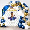 TTQYFNM 6x6ft Royal Prince Baby Shower Round Backdrop Cover Blue and Gold Curtain Crown Our Little Prince Baby Photography Background for Boys 1st Birthday Party Decor Banner Photo Studio Props view 4