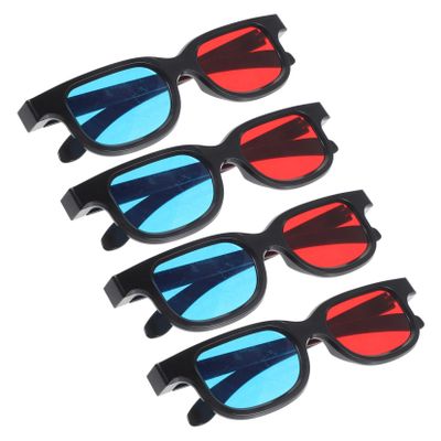 FELTECHELECTR 4pcs Glasses for Home Theater Red Blue Plastic Glasses for Movie Viewing