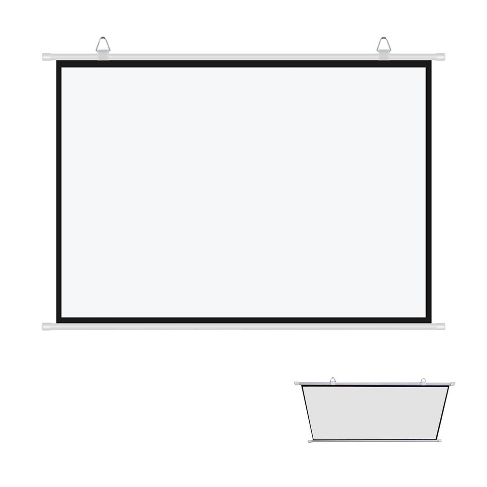 30" 40" 50" 60" 72" Pull Down Projector Screen, 4:3/16:9 Portable Screen for Projector, 4K HD Outdoor Indoor Cinema Screen for Movie Home Theater Backyard Partying(16:9,60in)