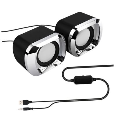 Angoily 2pcs Mini USB Portable Multimedia Computer Speakers for Laptop Pc Desktop Soundbar Sound Box Stereo Sound Volume Control