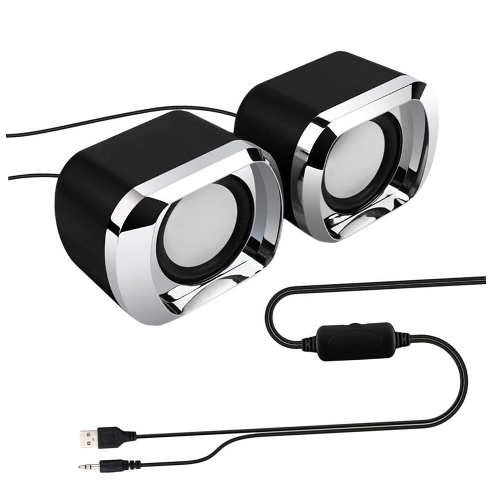 Angoily 2pcs Mini USB Portable Multimedia Computer Speakers for Laptop Pc Desktop Soundbar Sound Box Stereo Sound Volume Control