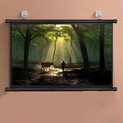 GSKFXJ Pull Down Projector Screen 40" 50" 60" 72" HD 4K Portable Projection Screen Home Theater Movie Screen for Outdoor Indoor, Anti-Crease(60inch/16:9)