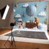 20x10ft Bear Baby Shower Backdrop Blue Hot Air Balloon Boys 1st Birthday Photography Background Luggage Adventure Newborn Party Banner Decoration Cake Table Photo Booth Props view 4