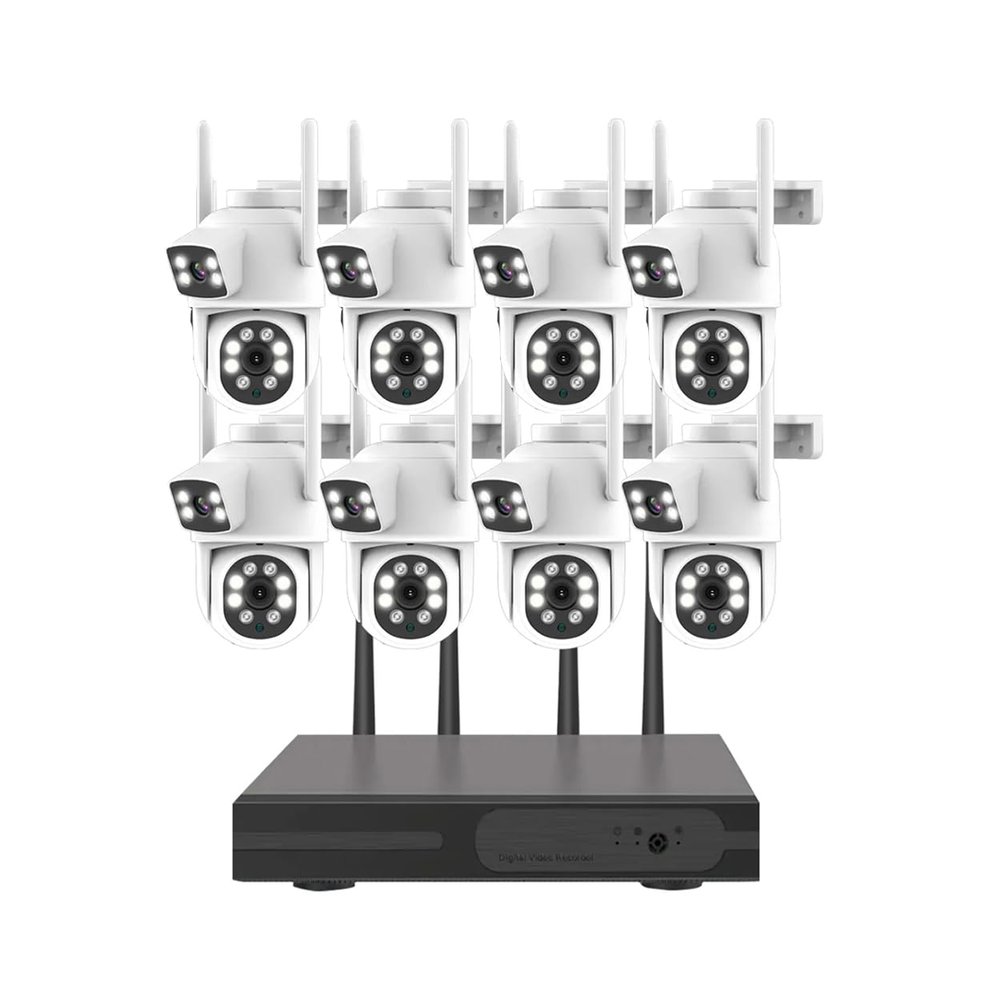 AKAVIG 16CH 4MP Wireless WiFi Security Camera System with 8 Double Lens Cameras, Indoor and Outdoor CCTV Surveillance NVR Kit with Color Night Vision, Human Detection