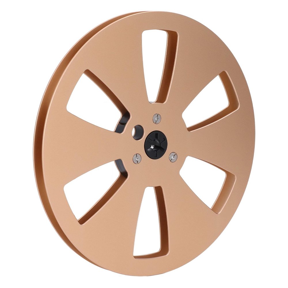 1/4 7 Inch Empty Tape Reel, 3 Holes Aluminum Alloy Open Reel Audio Tape Empty Reel, Tape Takeup Reel to Reel for TEAC for Studer (Gold)