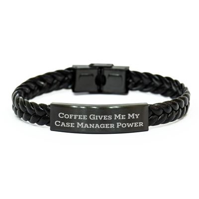 Amangny Case Manager Interlaced Leather Gift, Coffee Quote Power, Christmas Unique, Gifts from Case Managers, For Case Managers, Case Manager Power