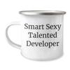 Developer Love Camping Mug, Smart Sexy Talented Developer, Christmas Unique Gift for Friends, Family, Coworkers, 'Smart Sexy Talented Developer Rocks' view 1