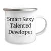 Developer Love Camping Mug, Smart Sexy Talented Developer, Christmas Unique Gift for Friends, Family, Coworkers, 'Smart Sexy Talented Developer Rocks' view 2