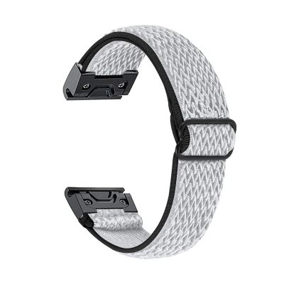 20mm Elastic Nylon Strap For Garmin Fenix 7S 6S Pro 5S Plus Woven Sports Watch Band Loop For Garmin Fenix 8 43mm Clasp(White-Black,20mm Fenix 6S)