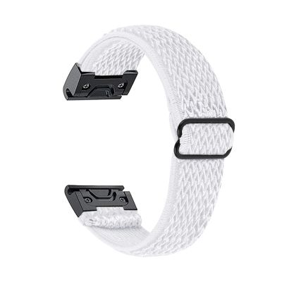 20mm Elastic Nylon Strap For Garmin Fenix 7S 6S Pro 5S Plus Woven Sports Watch Band Loop For Garmin Fenix 8 43mm Clasp(WHITE,20mm)