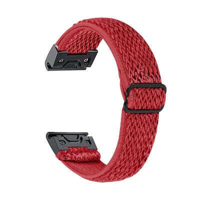 20mm Elastic Nylon Strap For Garmin Fenix 7S 6S Pro 5S Plus Woven Sports Watch Band Loop For Garmin Fenix 8 43mm Clasp(Red,20mm)
