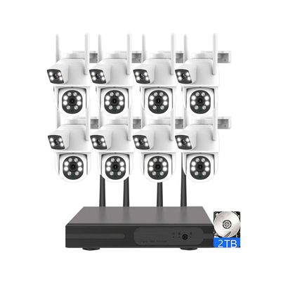 AKAVIG 16CH 4MP Wireless WiFi Security Camera Kit with 8 Double Lens Cameras and 2T Hard Disk, Home CCTV Surveillance NVR System with Color Night Vision, Two Way Audio