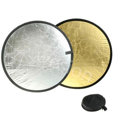 2 in 1 Lighting Reflectors Round Folding Portable for Photography Reflector Portrait Still Life Fill Light - Silver, Gold (60 2in1)