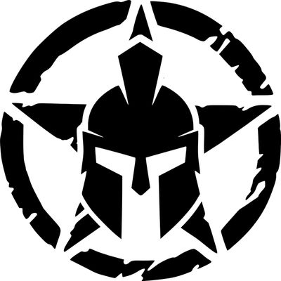 Army Star Spartan Decal Military Vinyl Sticker Multiple Sizes and Colors Black Out Fuel Door Cooler Window Hood Graphic Laptop Tower case Skin (Black, 10")