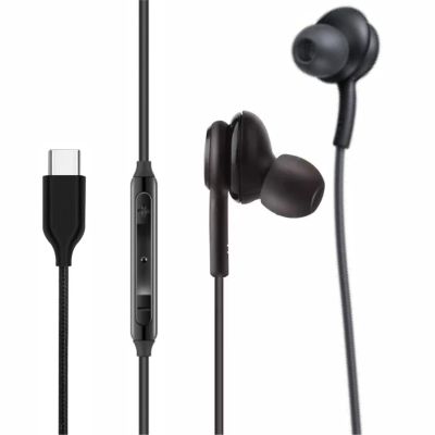 Bhvrtls 2025 New Earbuds Stereo Headphones for Samsung Galaxy Z Fold6 S24 S23 S22 S21 S20, Note 10, 10+ - Designed with Microphone and Volume Remote Type-C Connector-Black