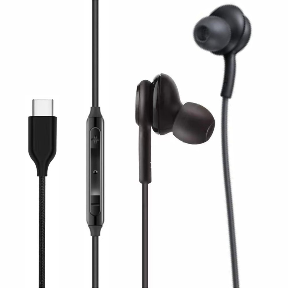 Bhvrtls 2025 New Earbuds Stereo Headphones for Samsung Galaxy Z Fold6 S24 S23 S22 S21 S20, Note 10, 10+ - Designed with Microphone and Volume Remote Type-C Connector-Black