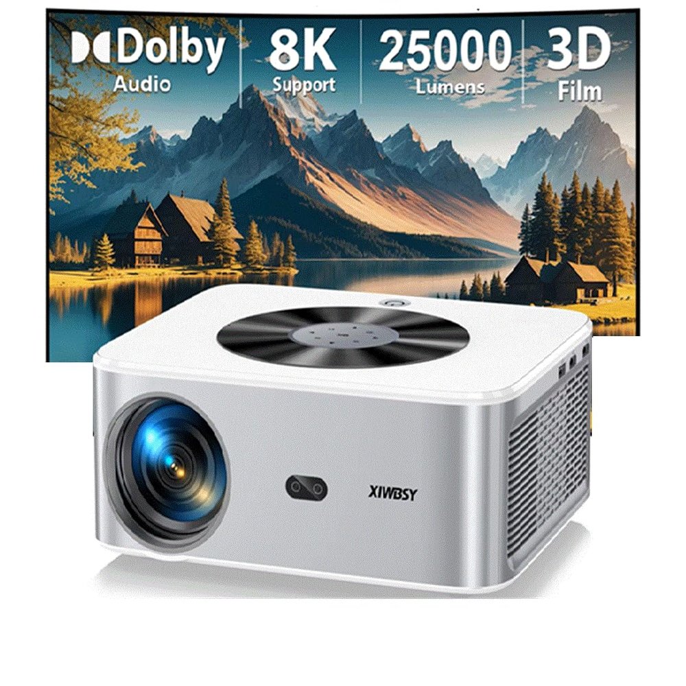 8k 25000 Lumens 800ANSI Full HD 3D Android Projector with Auto Focus/Keystone LED Projector for Home Cinema Projectors