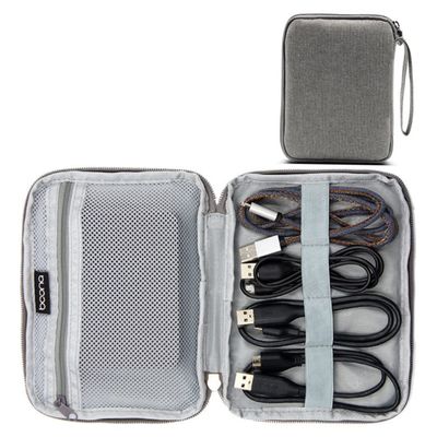 QUMIIRITY External Hard Drive Enclosure Case USB Cable Organizer Portable Hard Travel Case for Disk Drive Grey