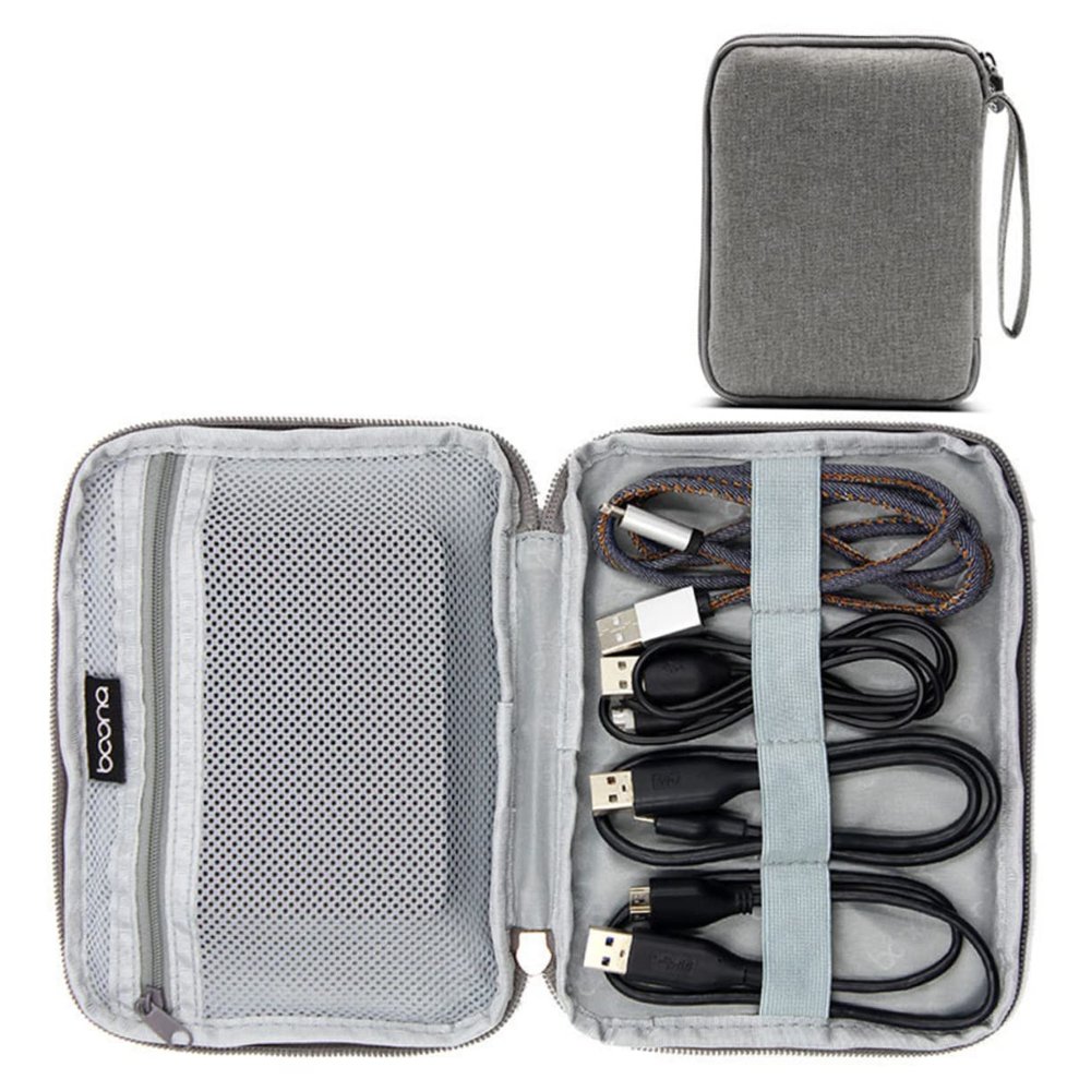 QUMIIRITY External Hard Drive Enclosure Case USB Cable Organizer Portable Hard Travel Case for Disk Drive Grey