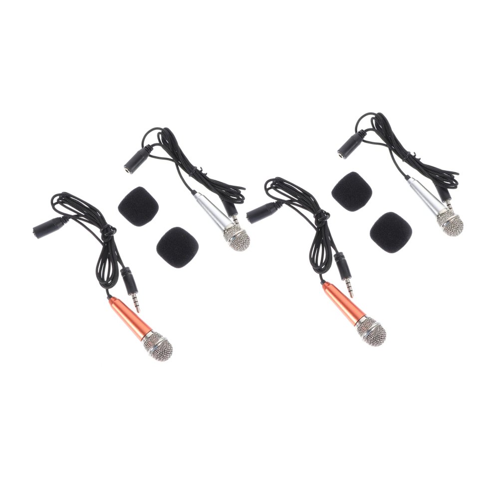 NULYLU 4pcs Mini Portable Microphone for Microphones for Singing Compatible Laptops and Phones Stylish Design for Outdoor Use and Interviews