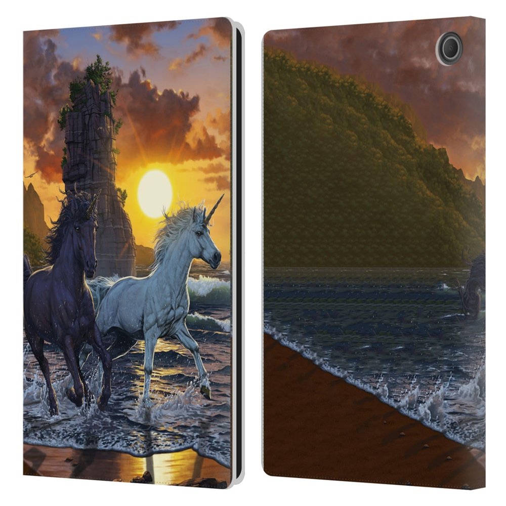 Head Case Designs Officially Licensed Vincent HIE Unicorns On The Beach Key Art Leather Wallet Case Compatible with Amazon Fire Max 11 2023