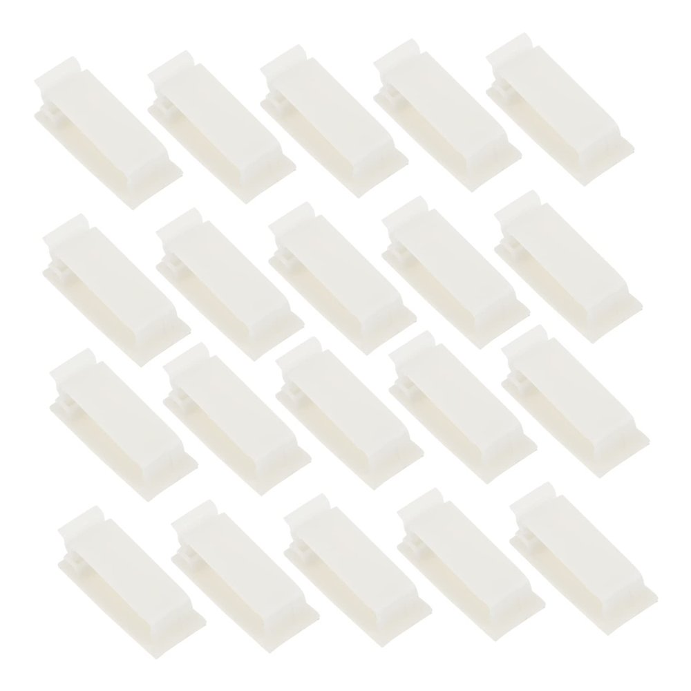 BELLIFFY 20pcs Self-Adhesive USB Cord Organizer Clips Cable Management Holders Desk Wire Keepers Simple Design for Tidy Cable Storage
