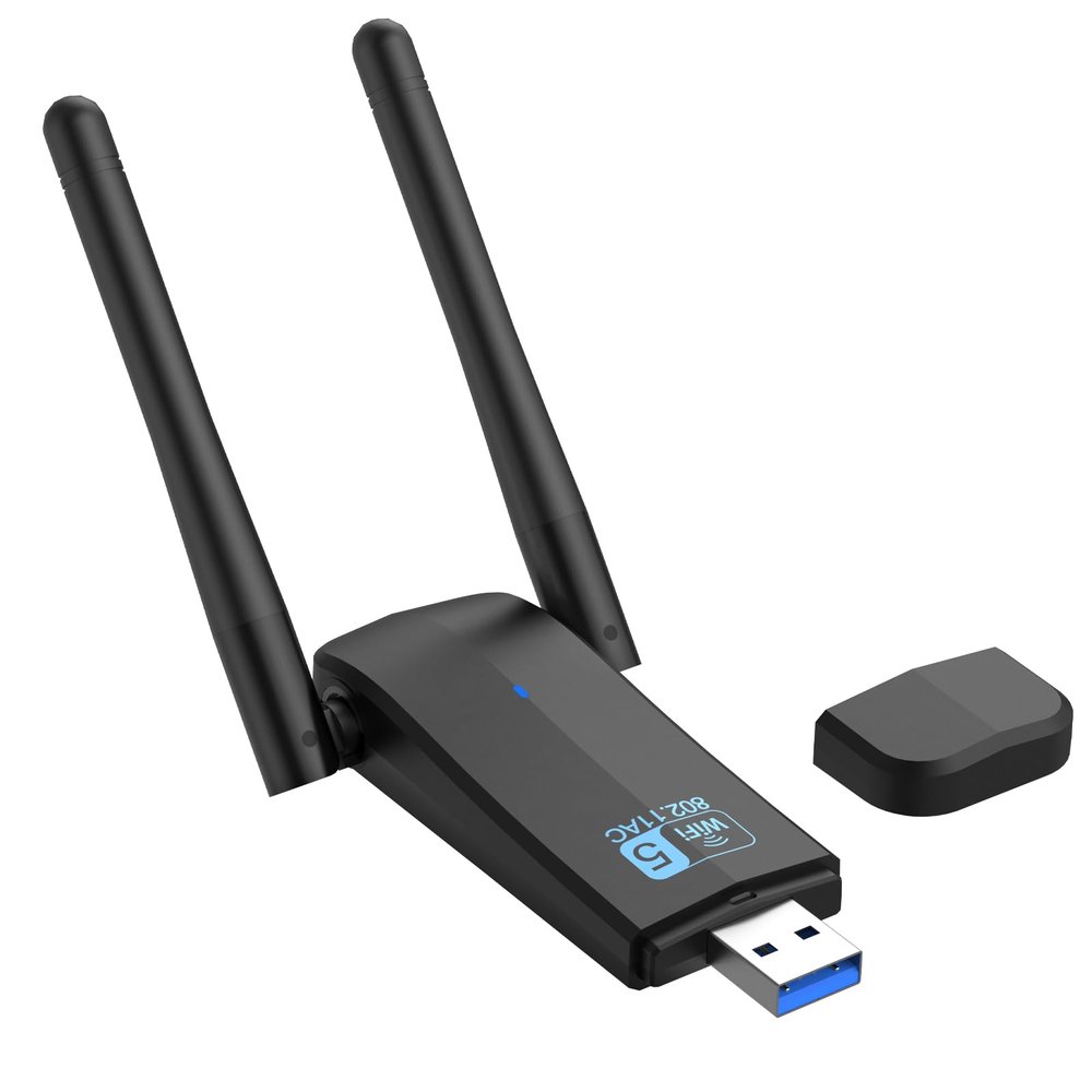 Wireless USB 3.0 WiFi Adapter for Desktop PC Laptop,5G 2.4G Dual-Band 1300Mbps Dual 5Dbi Antennas for Supports Windows11/10/8/7/Vista/XP,Mac OS 10.6-10.14