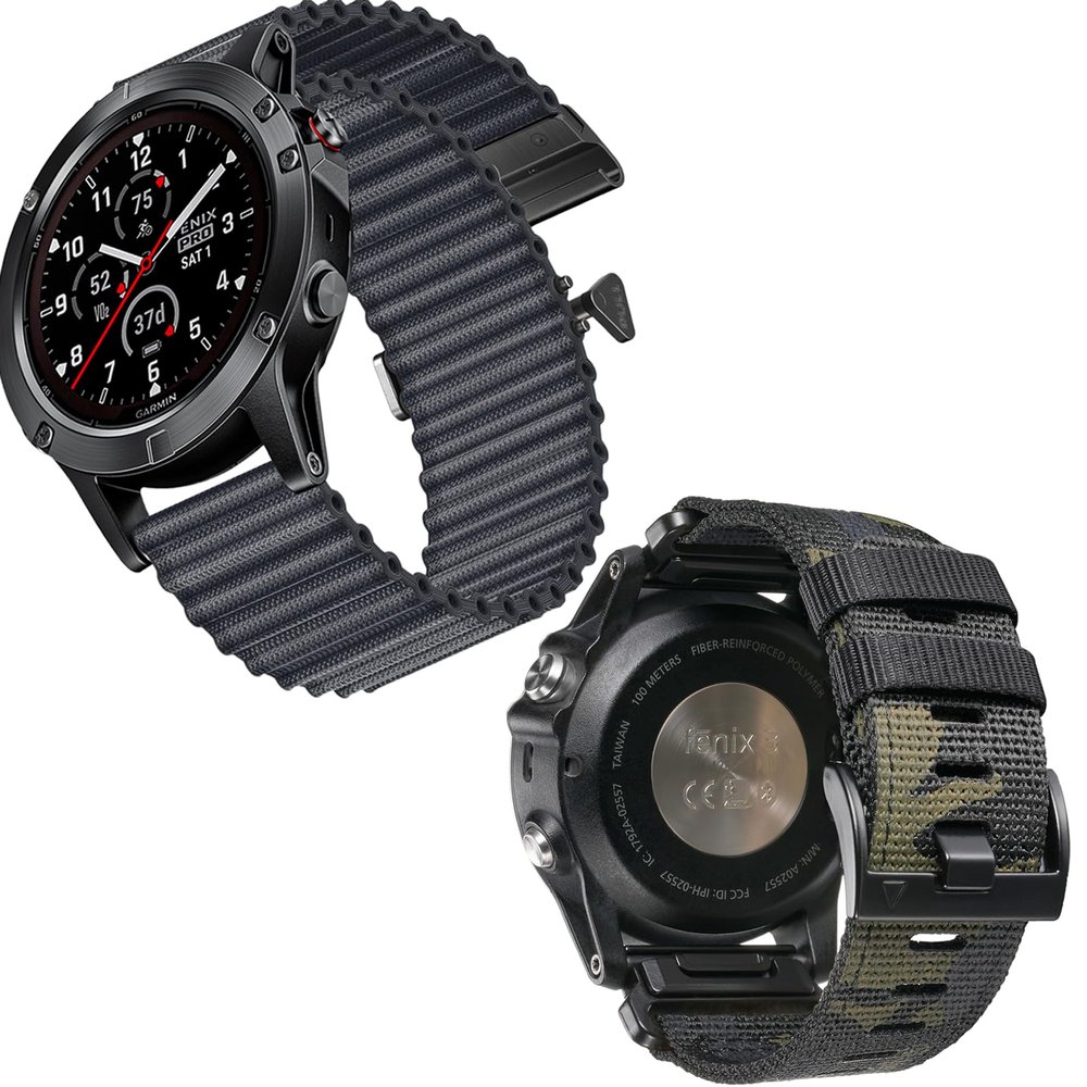 26mm Nylon Watch Bands Designed for Garmin Fenix 8 51mm/Fenix 6X/Fenix 7X/Fenix 5X Plus/Fenix 6X Pro/Fenix 3/Fenix 3 HR/Tactix Delta,Quickfit 26 Watch Nylon Bands