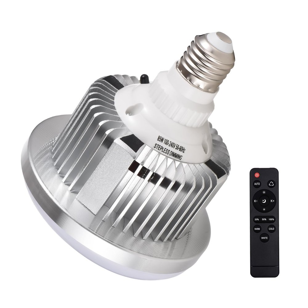 85W LED Light Bulb, Energy Efficient 3200K 5500K Adjustable Brightness E27 Mount Bulb with Remote Control for Photography Studio Home Warehouse Office Hotel (1 Pack)