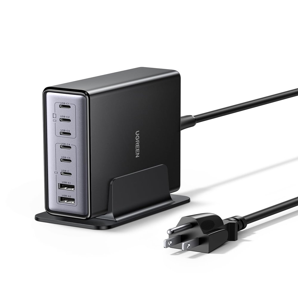 UGREEN Nexode 200W GaN USB C Charging Station, 8-Port Desktop Charger with PD 100W for MacBook Pro 16"/Air, Dell XPS, iPad Pro, iPhone 17/16/15, Galaxy S25/S24, Pixel 10/9